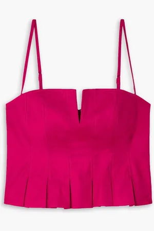 Reformation Shia cropped stretch-organic cotton peplum camisole - Pink