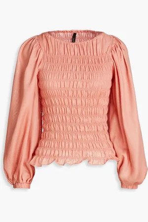 MOTHER OF PEARL Lorna smocked TENCEL™-Lyocell poplin top - Pink