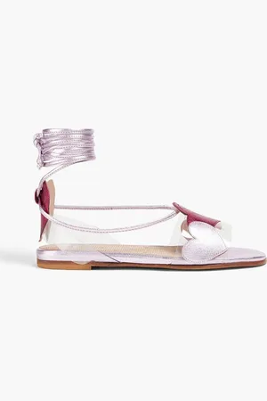 RED(V) PVC-trimmed metallic leather sandals - Purple