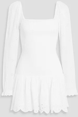 LOVESHACKFANCY Jayce shirred broderie anglaise mini dress