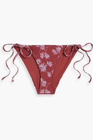 Eberjey Printed stretch-piquè low-rise bikini briefs - Red