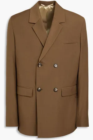 Nanushka Renan double-breasted grain de poudre suit jacket - Brown