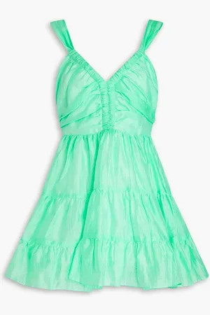Sandro Tiered linen-blend gauze mini dress - Green