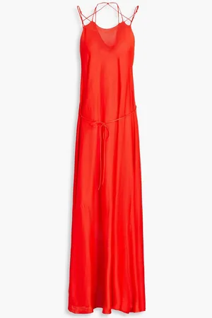 Victoria Beckham Lace-up knitted maxi dress - Red