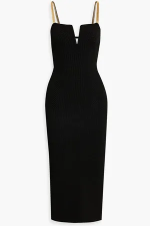 GALVAN Ophelia chain-embellished ribbed-knit midi dress
