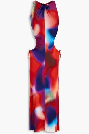 Rebecca Vallance Del Prado cutout printed jersey midi dress