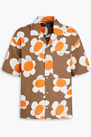Jacquemus Jean embroidered floral-print cotton-poplin shirt - Neutral