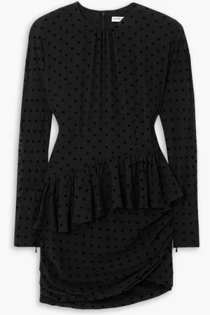 Alessandra Rich Polka-dot flocked silk-georgette mini dress