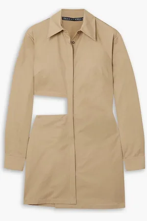 Zeynep Arcay Cutout cotton-poplin mini shirt dress - Brown