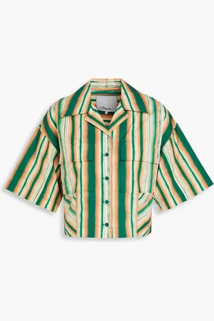 3.1 Phillip Lim Cropped striped cotton-poplin shirt