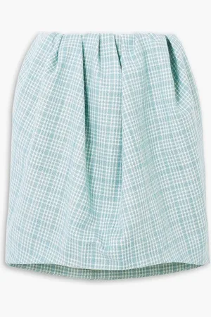 Nina Ricci Gathered checked wool-tweed mini skirt