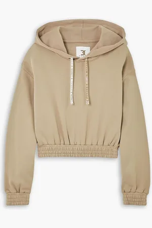 Koral David Koma Zelda Valo cropped jersey hoodie - Neutral