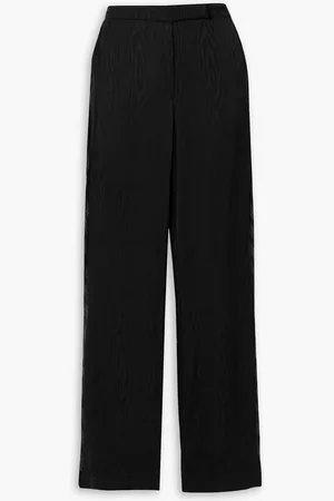Ahluwalia Clover appliquéd satin-trimmed moire wide-leg pants