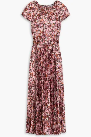 Derek Lam Pleated floral-print satin midi dress