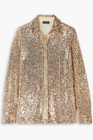 AKRIS Sequined stretch-jersey shirt - Metallic