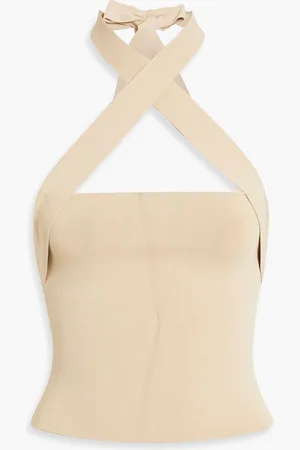 ALICE+OLIVIA Alice Olivia - Tamiko convertible stretch-knit halterneck top - Neutral