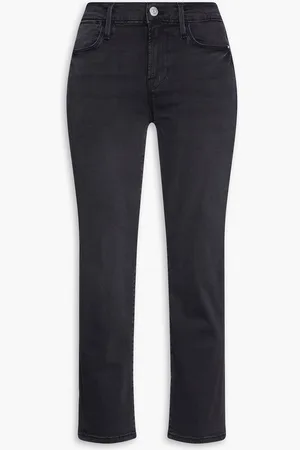 Frame Le High Straight cropped high-rise straight-leg jeans - Gray
