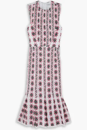 Rue Mariscal Frayed tiered cotton-jacquard midi dress