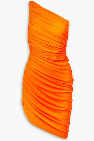 Norma Kamali Diana one-shoulder ruched stretch-jersey dress - Orange