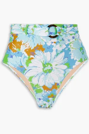 FAITHFULL THE BRAND Lavande belted floral-print bikini briefs - Blue
