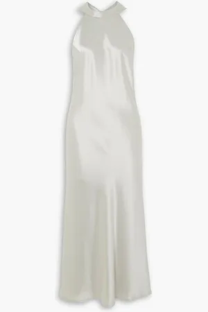 GALVAN Sienna satin halterneck midi dress - Gray