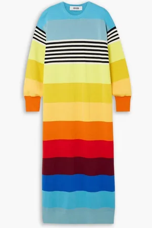Christopher John Rogers Striped wool-blend maxi dress