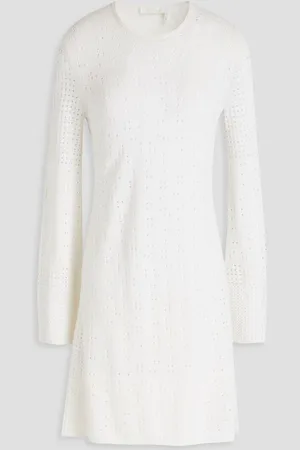 Chloé Pointelle-knit wool, cashmere and silk-blend mini dress - White