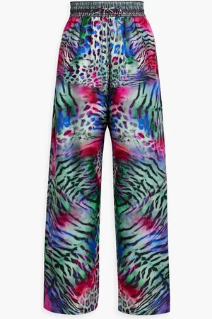 Camilla Printed silk crepe de chine wide-leg pants - Green