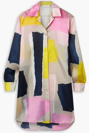 Lafayette 148 Oversized printed silk-satin shirt