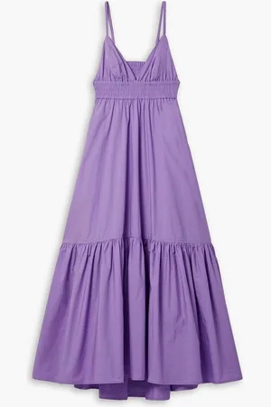 A.L.C. Rhodes ruched cutout cotton-poplin midi dress - Purple
