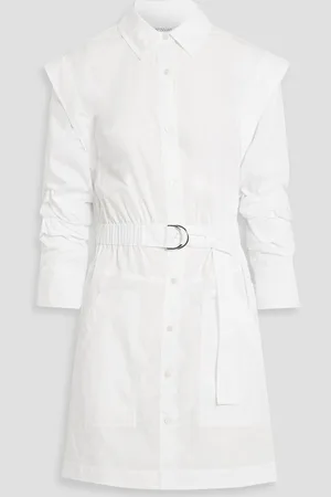 Derek Lam Hadley ruched cotton-poplin mini shirt dress