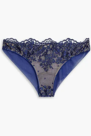 I.D. Sarrieri Royal Jewel embroidered tulle and stretch-mesh briefs - Blue