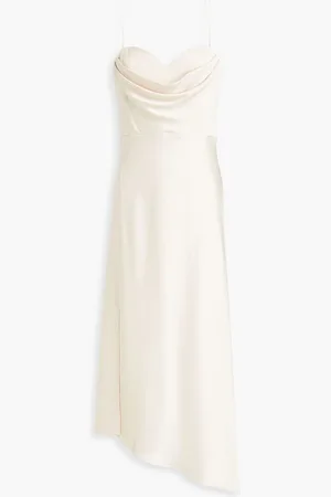 ALICE+OLIVIA Alice Olivia - Kiyoko asymmetric draped satin-crepe midi dress - White