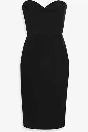 Marchesa Notte Strapless tulle-paneled crepe dress