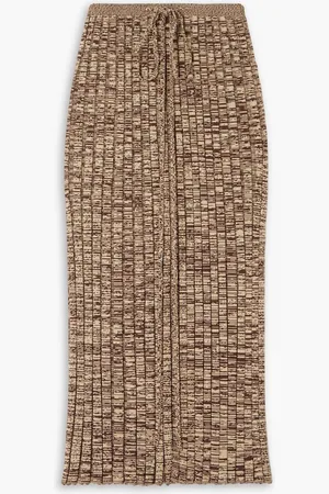 CHRISTOPHER ESBER Space-dyed ribbed-knit midi skirt - Brown