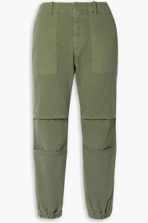 NILI LOTAN Cropped cotton-blend twill tapered pants - Green