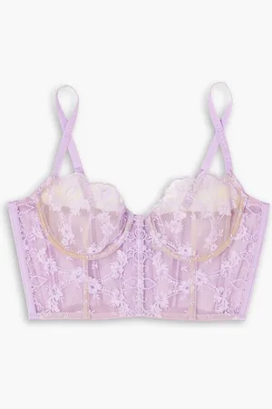 I.D. Sarrieri Petal Bloom embroidered tulle underwired bustier top - Purple
