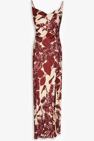 Nicholas Draped printed satin gown - Red