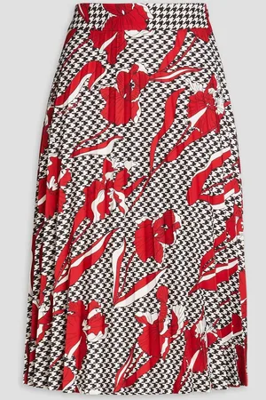 Moschino Printed plissé-crepe midi skirt