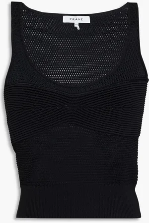 Frame Cropped pointelle-knit tank