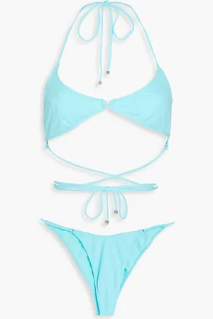 Leslie Amon Poppy embellished halterneck bikini - Blue