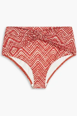 JETS Bonita twisted printed high-rise bikini briefs - Red
