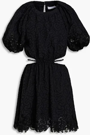 Simkhai Anaise cutout embroidered crepe de chine mini dress