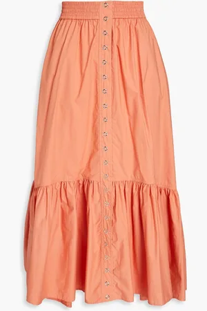 A.L.C. Gathered cotton-poplin midi skirt - Pink