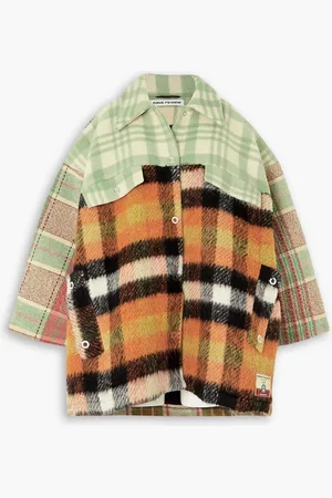 Rave Review Dottie oversized checked brushed-felt jacket
