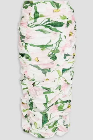 Carolina Herrera Ruched stretch cotton twill skirt