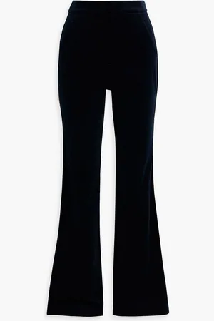A.L.C. Sophie II satin-trimmed cotton-blend velvet flared pants - Blue