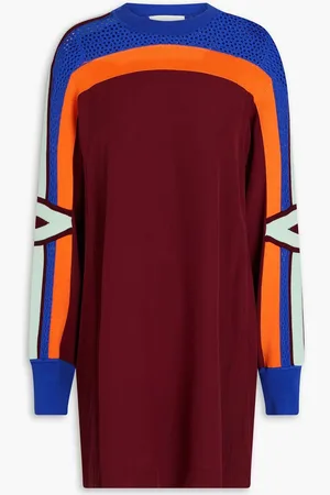Chloé Crochet knit-paneled silk crepe de chine tunic