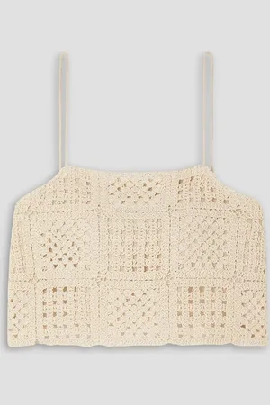 Holzweiler Britney cropped open-knit cotton top - White