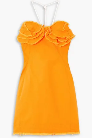 Jacquemus Artichaut ruffled frayed cotton-canvas mini dress